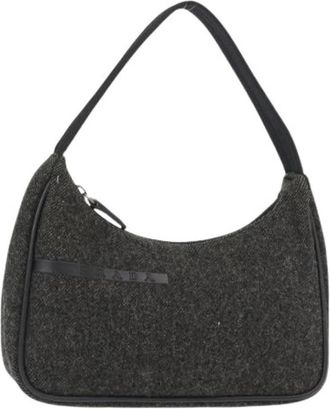Prada Pre-owned Handtas - Dames - Vintage Schoudertas - Grijs - ONE Size - Wol - Vintage