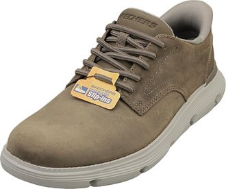 Skechers Mens Garza Duran Sneaker, Dark Taupe Leather/Synthetic, 11 UK