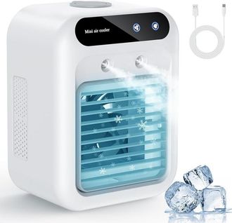 OEM Luchtkoeler - 500 Ml Reservoir - 2 Ventilatiesnelheden - Dubbele Nevel - Touchbediening - Oplaadbaar - 164 X 114 X 214 Mm - 1800 Mah - Voor Slaapkamer