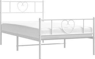 vidaXL Metal Bed Frame without Mattress with Footboard White 100x190cm vidaXL