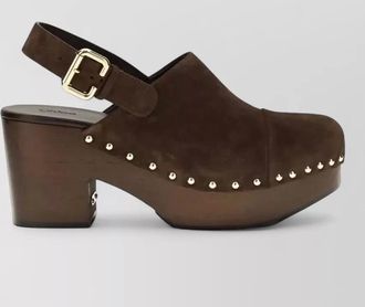 Chlo&eacute; leather studded platform clogs