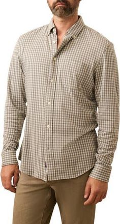Faherty Coastline Knit Button-Down Shirt in Fox Grey Gingham at Nordstrom Rack, Size Xx-Large