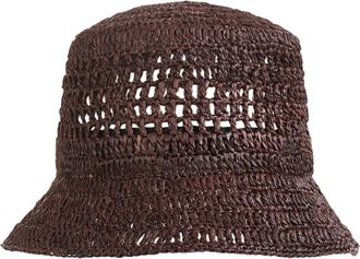 Bruno Magli Straw Crochet Bucket Hat in Brown at Nordstrom Rack