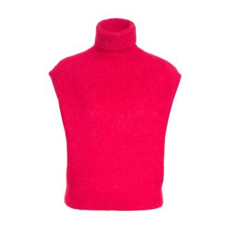 Second Female Turtlenecks, female, Red, Size: L Sleeveless Knit Gilet Rosso Aw25