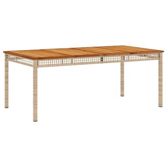 Berkfield Home Garden Table Beige 180x90x75 cm Poly Rattan Acacia Wood | Size: 180 x 90 x 75 cm