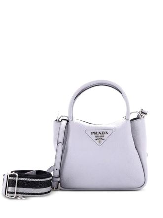 Prada Flou Zipped Top Handle Bag Vitello Daino Small tote bag - Blauw