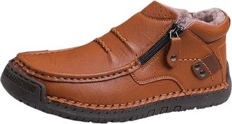 Generic Mens Handmade Leather Driving Boots - Premium Slip-On Outdoor Casual Shoes with Arch Support, Waterproof & Breathable(Khaki2,10-10.5)