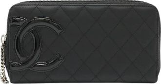 Chanel Pre-owned Leren Portemonnee - Dames - Vintage Accessoires - Zwart - ONE Size - Leer - Vintage