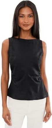 Madewell New Boatneck Side Cinch Shell - Estero L Womens Clothing Jet Black : 14, Linen