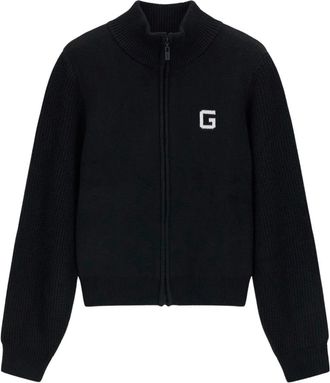 Guess Maglione Lily LS con zip e lavorazione jacquard - - Knitwear - Donna - Nero - M