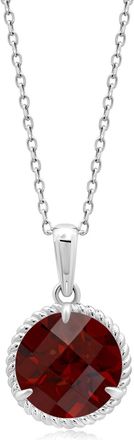 MAX + STONE 14k Yellow or White Gold Roped Halo 8mm Round Gemstone Pendant Necklace
