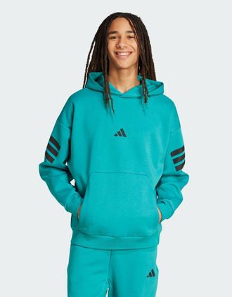 adidas adidas Performance - Future Icons - Felpa con cappuccio verde-azzurro puro con 3 strisce-Blu
