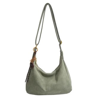 Generic PU Leather Retro Sling Bag Large Capacity Shoulder Bag Work Tote Handbag (Green)