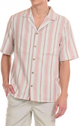 Original Paperbacks Del Mar Stripe Stretch Weave Camp Shirt in Rose at Nordstrom, Size Xx-Large