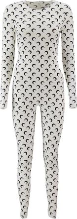 Marine Serre Jersey Moon Jumpsuit - Dames - Jumpsuits - Wit - M - Jumpsuits & Playsuits