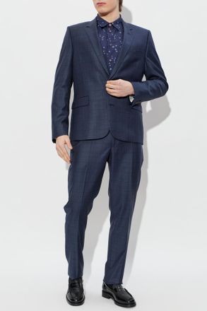 Paul Smith Checked Pattern Suit, Mens, Navy Blue