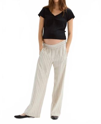 Hatch Gavin Pant -Maternity In Ivory/ Black Stripe