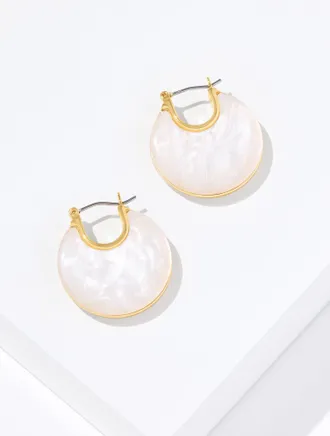 Talbots Polished Shell Hoop Earrings - Gold - 001 Talbots