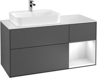Villeroy & Boch Villeroy&boch - Finion, Muebles De Ba&ntilde;o, 1200 X 603 X 501 Mm, Angular, Con Estanter&iacute;a (iluminada), Modelo Suspendido, En Madera, Lavabo A La Izquierda