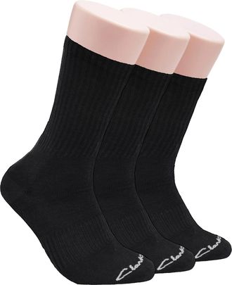 Clarks Mens Casual Half Cushion Crew Socks with Fine Rib Welt 3 Pair, Mens 7-12 Shoe, Black, 5-12 UK