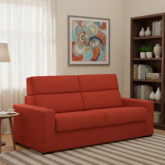 Dmora Dmora - Sof&aacute; Cama 3 Plazas Orsola, Sof&aacute; Convertible Para Sal&oacute;n, Acolchado, Desenfundable, Calidad 100% Made In Italy, 220x95 H100 Cm, Naranja