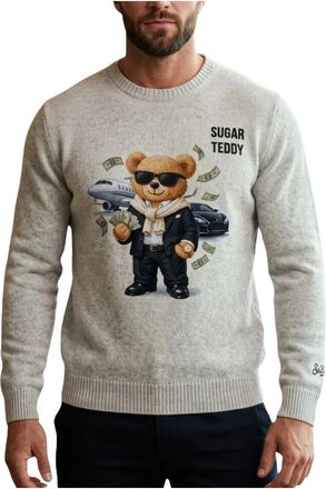 MC2 Saint Barth Heron Print Sugar Teddy - Heren - Truien - Grijs - Maat: L Wol