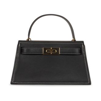 Tory Burch Tassen, Dames, Zwart, ONE Size, Katoen, Mini Lee Radziwill Pebbled Top-Handle Tas