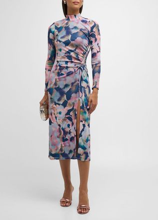 Rails Mona Mock-Neck Ruched Midi Dress