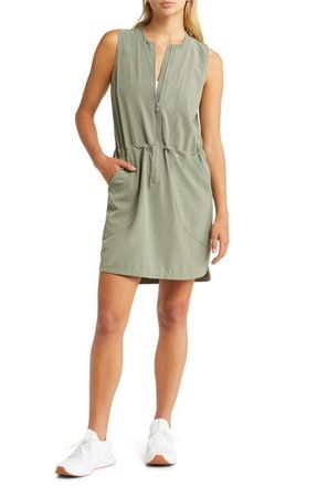 Zella Getaway Front Zip Utility Dress in Green Agave at Nordstrom, Size Large