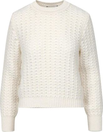 Alberta Ferretti Rondgebreide trui - Dames - Ronde hals truien - Wit - M - Wol - Truien & Vesten
