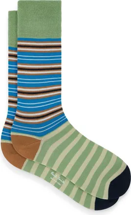 Paul Smith Stripe Cotton Blend Dress Socks in Cobalt Blue at Nordstrom