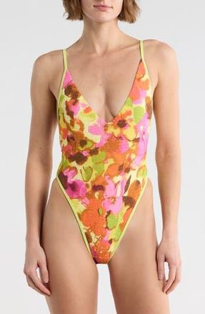 Free People Printed Amber One-Piece Swimsuit in Pink Combo at Nordstrom Rack, Size X-Small