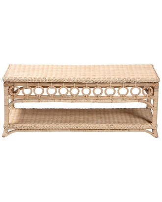 Baxton Studio Oxford Braided Rattan Coffee Table With Open Shelf