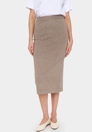 Saint Tropez Strickrock SAINT TROPEZ MilaSZ Skirt, Damen, Gr. XS (34), braun (atmos melange), Strick, Obermaterial: 80% Viskose, 20% Polyacryl, meliert, kniebedeck