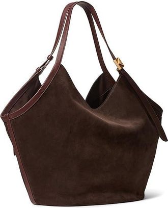 Kate Spade New York Deco Suede Xl Tulip Tote Tote Handbags Hot Fudge, Leather/Suede