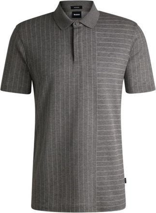 BOSS Mercerized-cotton polo shirt with mixed stripes