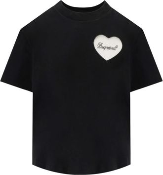 Dsquared2 Boxy Fit Hart Zwart T-Shirt - Dames - T-shirts - Zwart - XS - Katoen - Tops