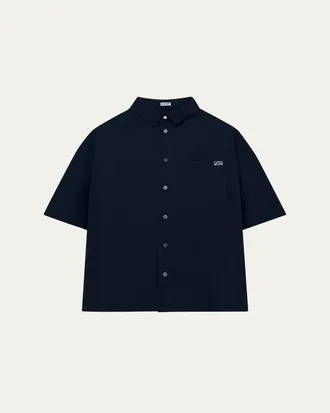 Loewe Mens Short-Sleeve Heavy Cotton Button-Front Shirt