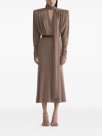 MUGLER Draped Long-sleeve Dress