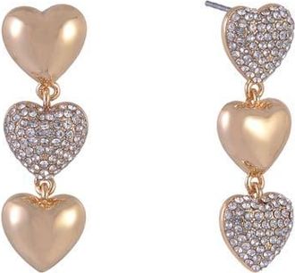 Hallmark Linear Gold Tone Heart Earrings with Pave Stones at Nordstrom