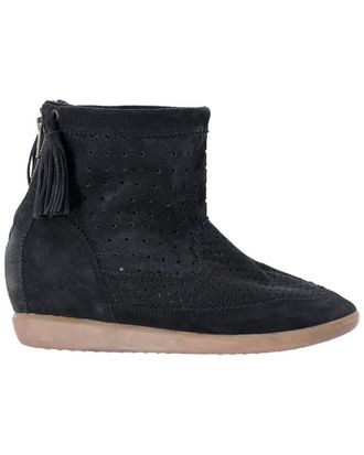 Isabel Marant Womens Suede Basley Tassel-Embellished Wedge Ankle Boot (Authentic Pre-Loved)