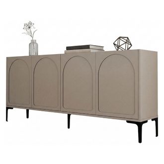 Dmora Aparador Torno, Buf&eacute; 2 Estantes, 4 Compartimentos, 4 Puertas, 180x35x79h Cm Gris Topo