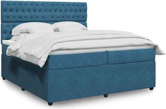 vidaXL Cama Box Spring Con Colch&oacute;n Terciopelo Azul 200x200 Cm Vidaxl