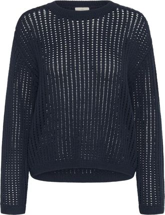 Kaffe Truien & Vesten, Dames, Blauw, M, Katoen, Midnight Marine Gebreide Pullover Trui