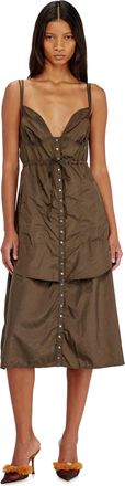 Diesel Lightweight nylon dress with layered design - Dresses - Woman - Brown