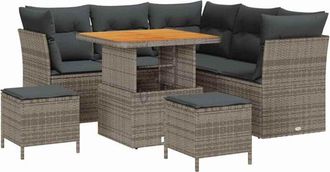 vidaXL Garden Sofa Set 8 pcs Grey Poly rattan and powder-coated steel vidaXL
