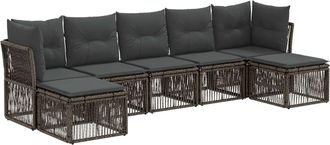 vidaXL Conjunto De Sof&aacute;s De Jard&iacute;n 7 Uds. Gris Rat&aacute;n Sint&eacute;tico Vidaxl