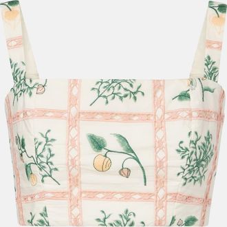 Agua Bendita Cacao embroidered cotton crop top