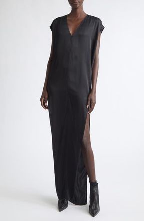 Rick Owens Arrowhead Satin Shift Gown in Black at Nordstrom, Size 46