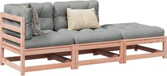 vidaXL Set De Sof&aacute;s Jard&iacute;n 3 Pzas Con Cojines Madera Abeto Douglas Vidaxl